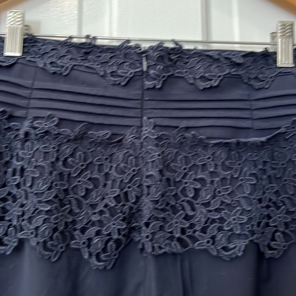 Anthropologie Girls From Savoy Lace Trim Navy Blue Pencil Skirt size 6 - Picture 5 of 14